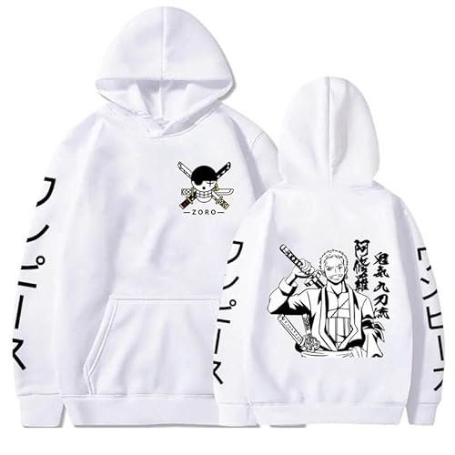 Anime One Piece Hoodies Roronoa Zoro Print Pullover Lässiges Kapuzen-Sweatshirt Herren Langarmshirts von Generic