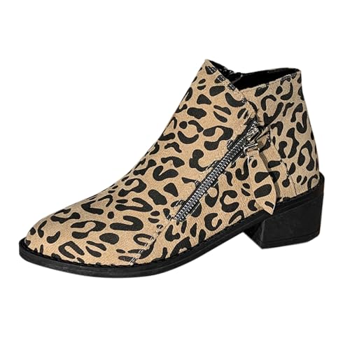 Ankle Boots Damen Braune Cowboystiefel Schwarze Cowboy Stiefel Leichte Wildleder Herbst Stiefel Breit Westernstiefel Wildleder Cowboy Boots Stiefeletten Outdoor Leder von Generic