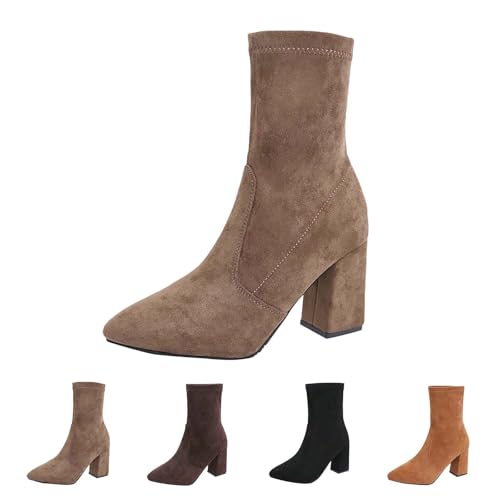 Ankle Boots Damen Mit Absatz Elegant - Stiefeletten Damen Mit Absatz Spitz Schlupfstiefel Blockabsatz Wildlederstiefel Halbstiefel Pendler High Heels Damenstiefel Chelsea Boots Ankle Boots Damen Mit Absatz Elegant - Stiefeletten Damen Mit Absatz Spitz Schlupfstiefel Blockabsatz Wildlederstiefel Halbstiefel Pendler High Heels Damenstiefel Chelsea Boots von Generic