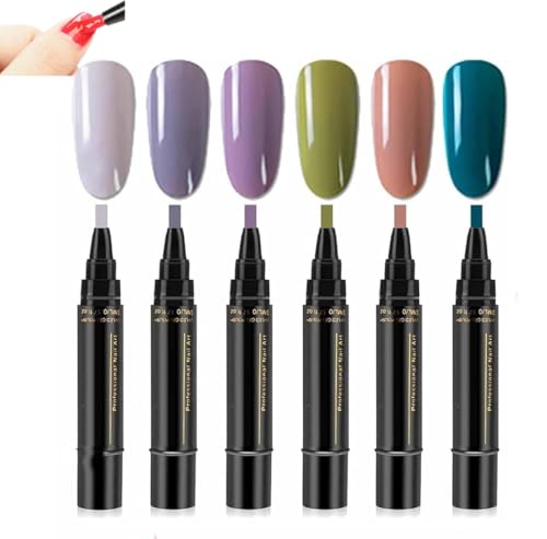 Anseabees One Step Nail Gel Pen, 2025 New One Step Nail Gel Pen for Women Girls, Nail Polish Pens Quick Dry, 3 in 1 Gel Nail Polish Pen, No Need Base Top Coat, For Nail Art DIY (6pcs-c) von Generic