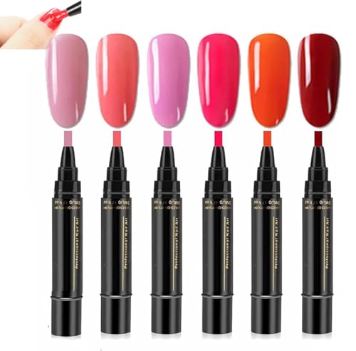 Anseabees One Step Nail Gel Pen, 2025 New One Step Nail Gel Pen for Women Girls, Nail Polish Pens Quick Dry, 3 in 1 Gel Nail Polish Pen, No Need Base Top Coat, For Nail Art DIY (6pcs-d) von Generic