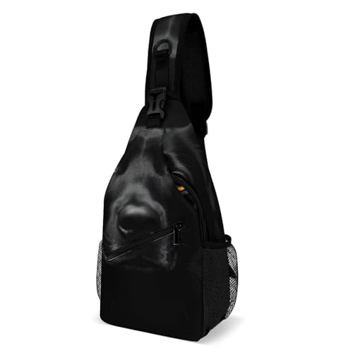 Anti-Diebstahl Brusttasche Schwarzer Labrador Umhängetasche Stylisch,Verstellbarer Sling Bag für Herren Radfahren Reisen von Generic