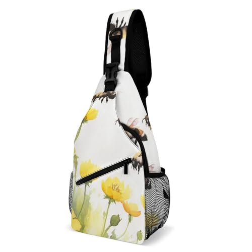 Anti-Diebstahl Crossbody Bags Rettet die Bienen Druck Rucksack Tragbare,Multipurpose Brusttasche für Radfahren Herren Sport von Generic