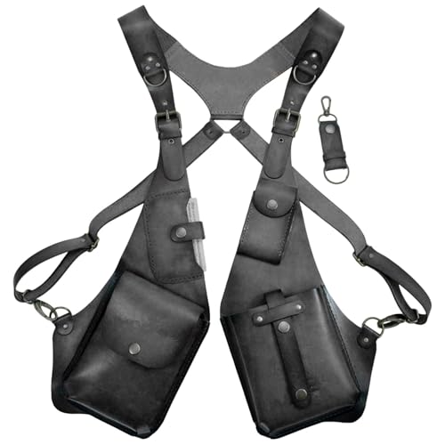 Anti-Diebstahl-Gurt aus Leder, Diebstahlschutz für Herren aus Leder – Mittelalterliche Umhängetasche unter den Achseln | Tasche mit verstellbarem Holster für den Außenbereich, Geldbörse mit von Generic