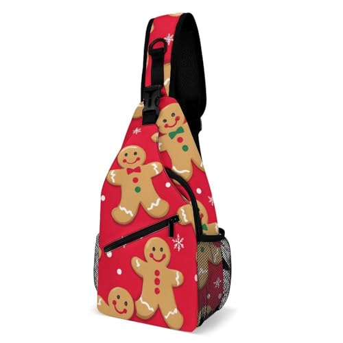 Anti-Diebstahl Schultertasche Weihnachten Rote Tupfen Schneeflocken Brot Sling Bag Tragbare,Verstellbarer Schulterrucksack für Damen Sport Herren von Generic