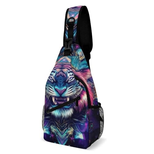Anti-Diebstahl Sling Bag Magischer Tigerkopf Sling Rucksack Tragbare,Multipurpose Crossbody Bags für Herren Einkaufen Reisen von Generic