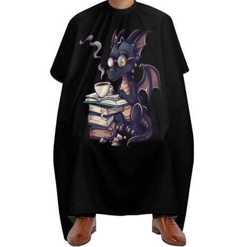 Antistatisch Haarschneidemantel, Lustiger Drache liest Bücher, Haar Schneideumhang Professionelle Haarschneide Umhang für Haarschnitt Frauen Haarschneiden von Generic