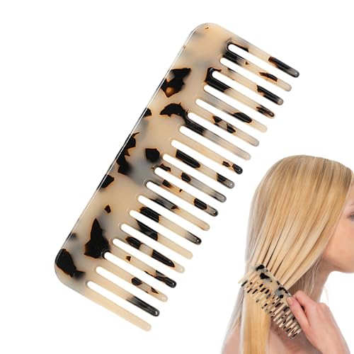 Antistatischer Marmorkamm, breiter Kamm zum Entwirren, handgefertigter Acetatkamm, tragbare Bürste, weicher Kamm mit ergonomischem Griff, Handtaschenzubehör für Frauen, dickes Haar, D-Kontrolle von Generic