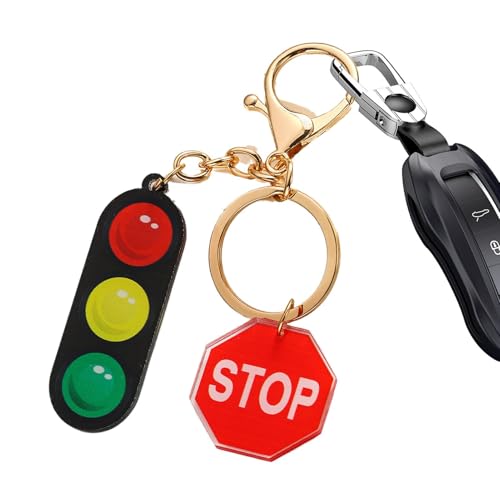 Antriebsschlüsselkette | Acryl -Ampel -Treiber -Schlüsselbund - Schulbag Charme, Autozubehör, Kreativer Schlüsselhalter, Rucksackanhänger, Signallampenschlüsselinhaber für einen neuen Fahrer von Generic