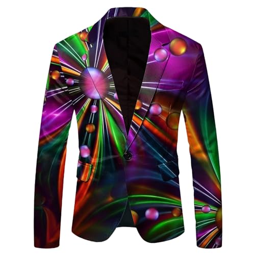 Anzug Herren Karneval Regular Fit Blazer Langarm Bunt Sakko Sportlich Anzugjacket EIN Knopf Herrenjacke Männer Anzugjacken für Freizeit Party Hochzeit Abschlussball Karneval Kostüm Freizeit Sakko von Generic