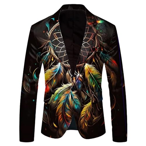 Anzug Herren Karneval Regular Fit Blazer Langarm Bunt Sakko Sportlich Anzugjacket EIN Knopf Herrenjacke Männer Anzugjacken für Freizeit Party Hochzeit Abschlussball Karneval Kostüm Freizeit Sakko von Generic