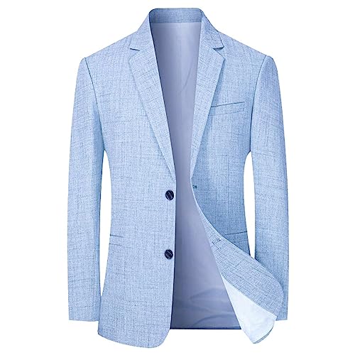 Anzug Herren Schal Revers Modern Sportlich Sakko Anzug Regular Fit Männer Anzugjacke Blazer Einreihig Zwei Knöpfe Anzug Freizeitjacke für Business Hochzeit Weihnachts Party Hellblau M von Generic