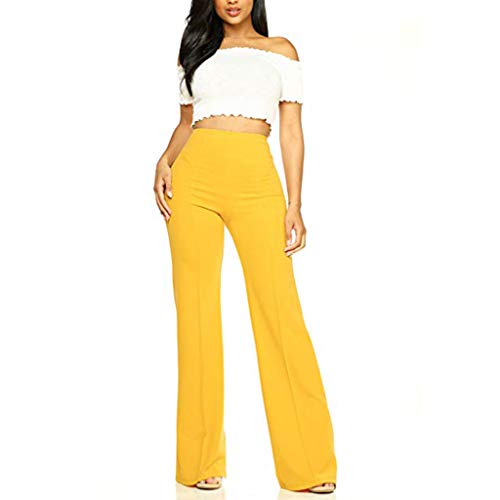 Anzughose Damen Weites Bein Stoffhose Elegant High Waist Schlaghose Vintage Jogginghose Lang Einfarbig Yogahose Sommer Freizeithose Sporthose Elastische Ausgestellte Hosen Palazzo BüRo Pants von Generic