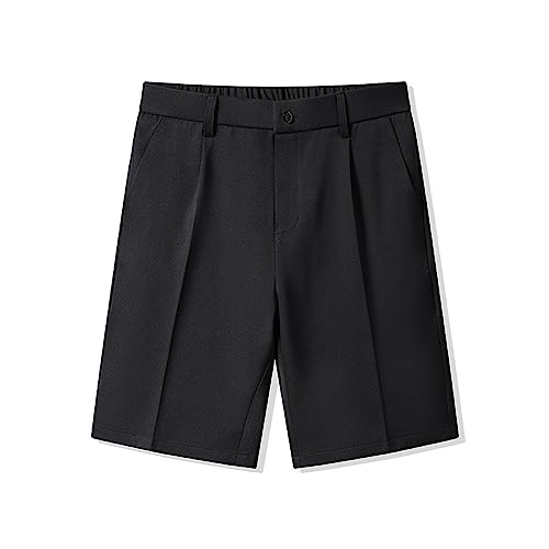 Anzughose Herren Kurz: Male Chino Shorts Unifarben Beiläufige Golfshorts Mittlere Taille Shorts Business Cargo Hosen Baumwolle Twill Flat Front Uniform Herren Bermuda Shorts Slim Fit Gym Shorts von Generic