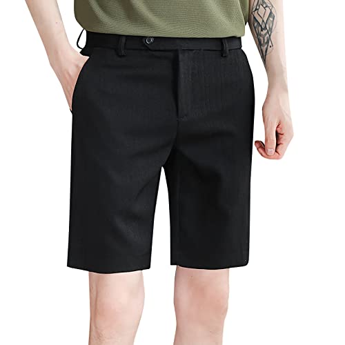 Anzugshose Kurz Herren Slim fit Stretch Chino Hose Herren Comfort Fit Dünner Stoff Sommer Shorts Herren mit Gürtel Anzug Kurze Hose Herren mit Taschen Business Shorts Herren Hosen Kurz Elegant von Generic