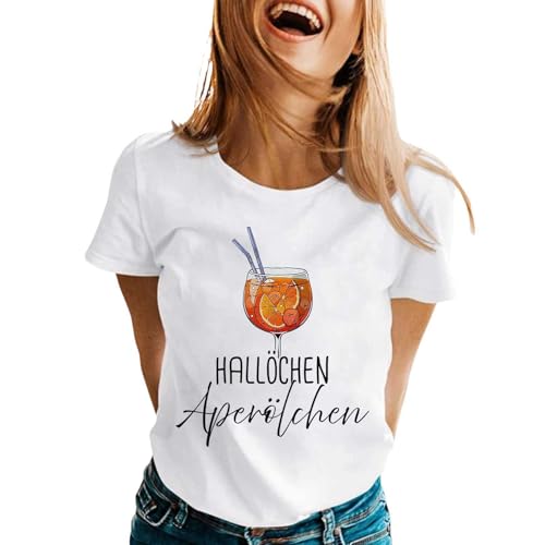 Aperol Kostüm Tshirt Damen Aperol Spritz Shirt Aperollin Freundin Spritztour T-Shirt Kurzarm Rundhals Lustiges Cocktail Party-Events Aperol Spritz Kostüm (001 Weiße, XXL) von Generic