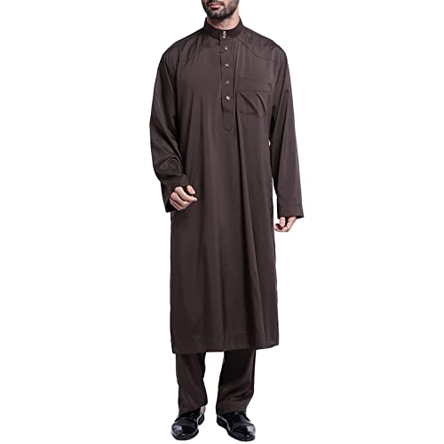 Arabische Kleidung Herren Muslimische Hosenanzug Zweiteiliges Set Islamische Muslimische Traditionelles Türkisches Nahost Muslimische Kleidung Kostüm Dubai Kaftan Dishdasha von Generic