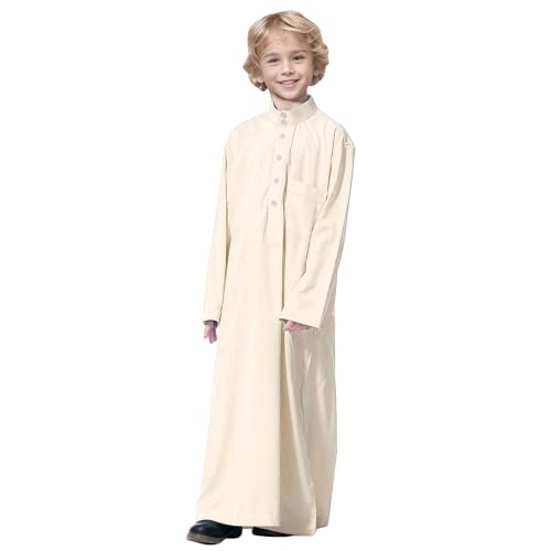 Arabische Thobe Muslim Thobe Langarm Kaftan Crew Robe Nationalkostüm Teenager Jungen Langarm bestickte Robe Set Arabische Kinderkleidung Robe Strampler Neugeborene Set Junge von Generic