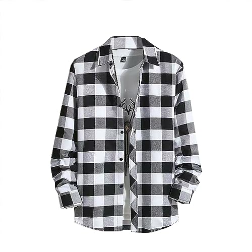 Arbeitshemd Herren Langarm Flanell Winter Langarm Holzfäller Jacke Hemdjacke Langarm Kariertes Hemd Flanellhemd Schwarz Übergröße Flanell Jacke Rot Karo Slim Fit Holzfällerhemd von Generic