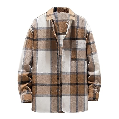 Arbeitshemd Herren Langarm Flanell Winter Holzfäller Jacke Hemdjacke Kariertes Hemd Flanellhemd Schwarz Übergröße Rot Karo Slim Fit Holzfällerhemd von Generic
