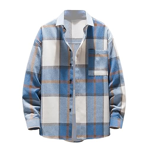 Arbeitshemd Herren Langarm Flanell Winter Holzfäller Jacke Hemdjacke Kariertes Hemd Flanellhemd Schwarz Übergröße Rot Karo Slim Fit Holzfällerhemd von Generic