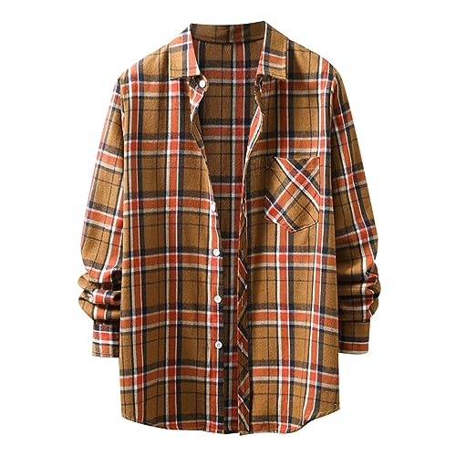 Arbeitshemd Herren Langarm Flanell Winter Holzfäller Jacke Hemdjacke Kariertes Hemd Flanellhemd Schwarz Übergröße Rot Karo Slim Fit Holzfällerhemd von Generic