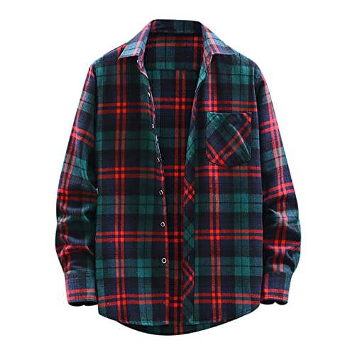 Arbeitshemd Herren Langarm Flanell Winter Langarm Holzfäller Jacke Hemdjacke Langarm Kariertes Hemd Flanellhemd Schwarz Übergröße Flanell Jacke Rot Karo Slim Fit Holzfällerhemd von Generic