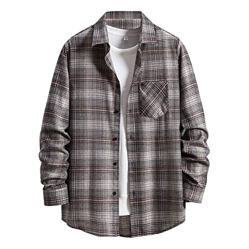 Arbeitshemd Herren Langarm Holzfäller Jacke Hemdjacke Langarm Kariertes Hemd Flanellhemd Schwarz Übergröße Flanell Jacke Rot Karo Slim Fit Holzfällerhemd von Generic