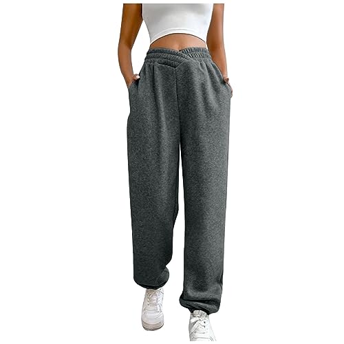 Arbeitshose Damen Unterhosen Cargohose Trousers with Pockets Wide Leg Drawstring Running Workout Jogging Bottoms Jogginghose Hosen Grau L von Generic