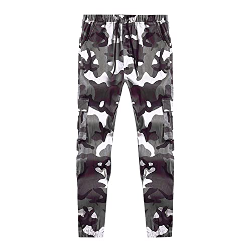 Arbeitshose Herren 2023 Cargohose Sporthose Herren Lang große Größe Hose kleine Fußhose lose Freizeithose Camouflage Hose Multi-Pocket-Camouflage-Hose Pants Herren Laufhose Herren Lang Weiß 8XL von Generic