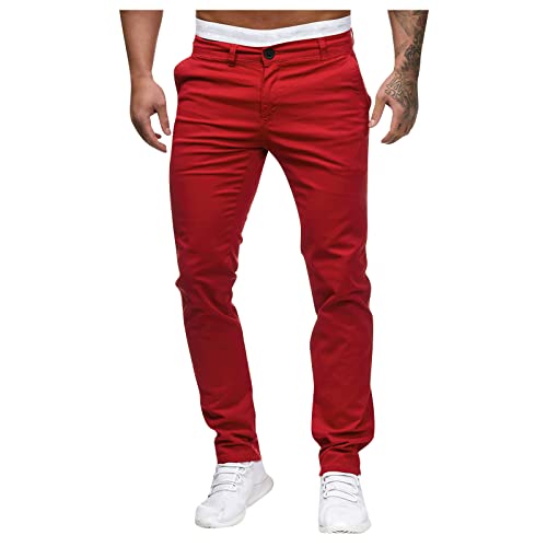 Arbeitshose Herren Jogginghose Herren Cargo Casual Trainingshose Slim Fit Pants Sporthose Explorer Outdoor Jeans, Outdoorhose perfekt für den Alltag Cargohose Herren Rot S von Generic