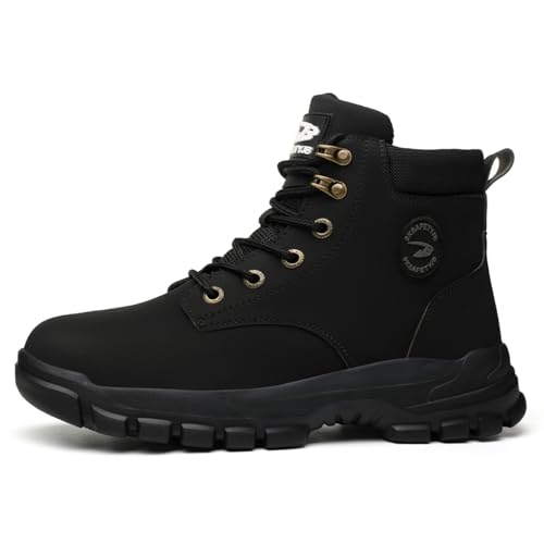 Arbeitsschuhe Herren Damen Winter Wasserdicht Sicherheitsstiefel Leicht Sicherheitsschuhe Hoch Komfort Stahlkappenschuhe S3 Sicherheitsstiefel,Schwarz,37 EU von LVTFIYQX