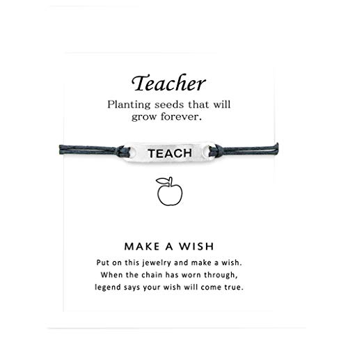 Armbänder Für Männer Silber Teach Card Armband Armband für Lehrer Segen inspirierende Karte Schmuck Ohrringe Lernuhr Armbanduhr (Grey, One Size) von Generic