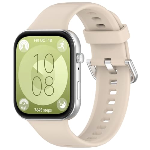 Armbänder Kompatibel für Huawei Watch Fit 4 Silikon Armband, Flexibles Verstellbares Armbänder Schnellverschluss Uhrenarmband Wasserdichtes Sport Ersatzarmband (Beige) von Generic
