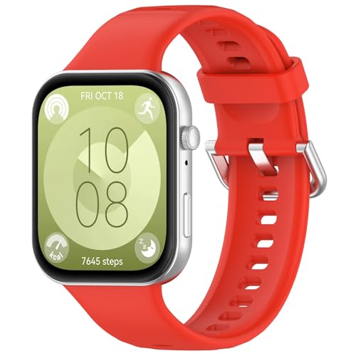 Armbänder Kompatibel für Huawei Watch Fit 4 Silikon Armband, Flexibles Verstellbares Armbänder Schnellverschluss Uhrenarmband Wasserdichtes Sport Ersatzarmband (Rot) von Generic