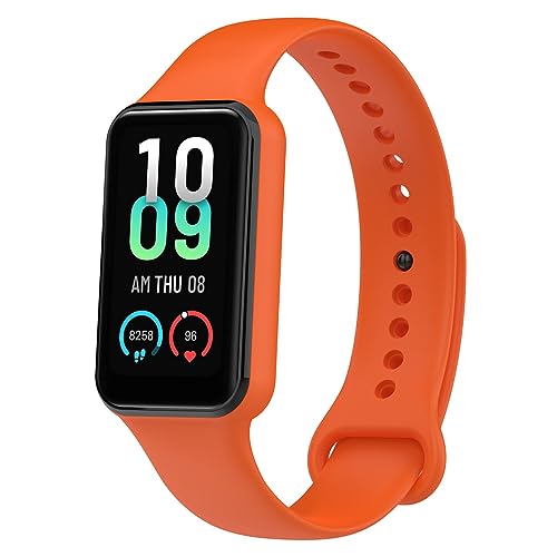 Armbänder Kompatibel mit Amazfit Band 7 Armband, Silikon Uhrenarmband Sports Verstellbares Ersatzarmband für Amazfit Band 7, Damen Herren (Orange, One Size) von Generic