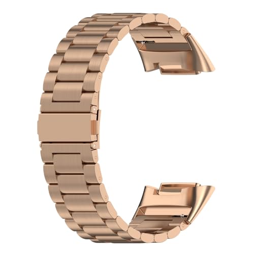 Armbänder Kompatibel mit Fitbit Charge 6/Charge 5 Armband für Damen Herren, Edelstahl Metall Ersatz Armband für Fitbit Charge 6/Charge 5 Uhrenarmband (Roségold) von Generic
