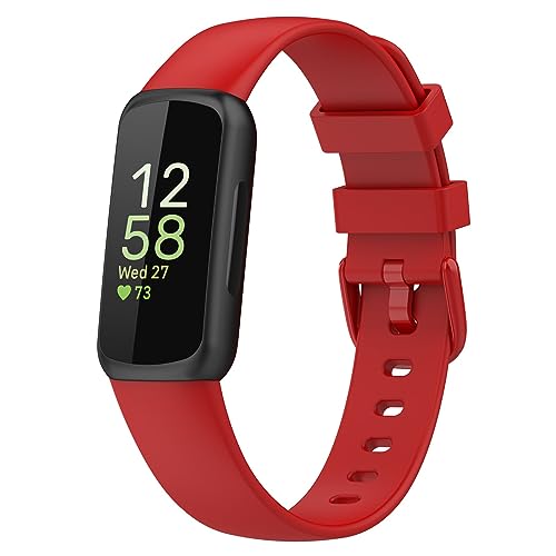 Armbänder Kompatibel mit Fitbit Inspire 3 Armband, Silikon Uhrenarmband Sports Verstellbares Ersatzarmband für Fitbit Inspire 3, Damen Kinder (Red, Klein) von Generic