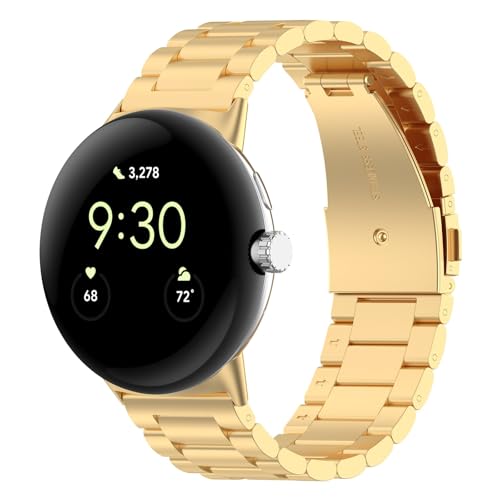 Armbänder Kompatibel mit Google Pixel Watch 4 41mm Wechselarmband Edelstahl Ersatzarmband Metall Uhrenarmband Business Bands für Pixel Watch 4 41mm Armband (Gold) von Generic