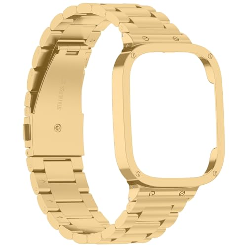 Armbänder Kompatibel mit Xiaomi Redmi Watch 3 Armband für Damen Herren, Edelstahl Metall Ersatz Armband für Xiaomi Redmi Watch 3 Uhrenarmband (Gold) von Generic