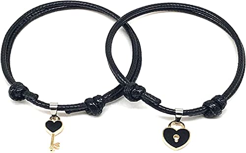 Armbänder Männer Frauen 1 Paar Paar Armband Chic Verstellbare Harz Schlüssel Herz Schloss Kette Armreif für Dating Pulsera Gife für Mann Frauen, Andere Edelsteine von Generic