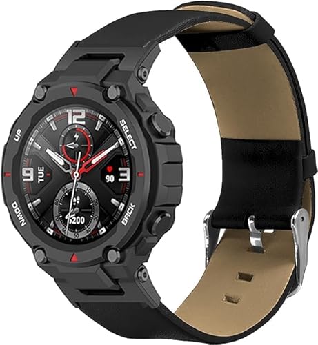 Armbänder für Amazfit T-Rex/T-Rex Pro Leder Armband Hochwertige Vintage Leder Uhrenarmband für Herren und Damen, Eleganten Ersatz Lederband Kompatibel mit Amazfit T-Rex/T-Rex Pro von Generic