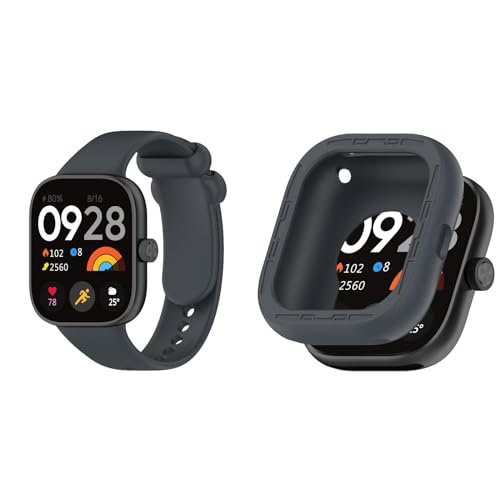 Armbänder & Silikon Hülle Kompatibel mit Xiaomi Redmi Watch 4 Armband für Damen Herren, Weiches Silikon Ersatzarmband Sportarmband Uhrenarmband für Redmi Watch 4 mit Schutzhülle Case, Dunkelgrau Armbänder & Silikon Hülle Kompatibel mit Xiaomi Redmi Watch 4 Armband für Damen Herren, Weiches Silikon Ersatzarmband Sportarmband Uhrenarmband für Redmi Watch 4 mit Schutzhülle Case, Dunkelgrau von Generic