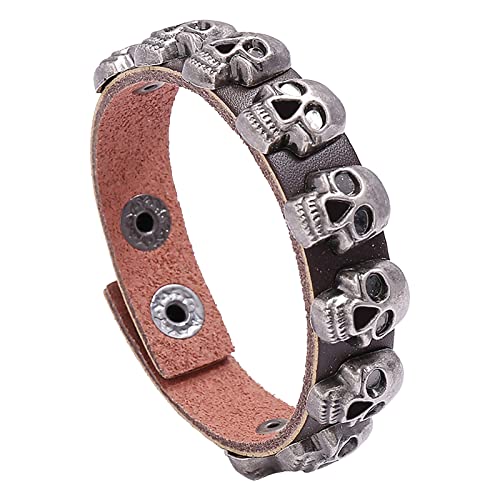 Armband Armkette Herzen Damen Modeschmuck Authentisches schwarzes -Edelstahl-Manschettenarmband Herren Gothic Motorrad Gürtelschnalle Charm-Armband Armkettchen (Brown, One Size) von Generic