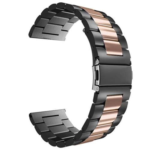 Armband Edelstahl Schnellverschluss-Uhrenarmband Für Damen Und Herren(Black rose gold,22mm) von Generic