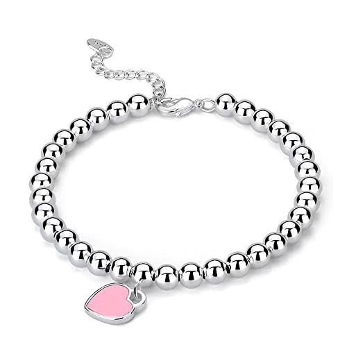 Armband Runde Perlen Herz Emaille Frau Armband Schmuck von Generic