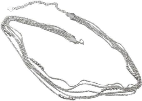 Armband S925 Silber Einfache Vegetarische Mehrschichtige Kleine Runde Perlen Perlen Halskette Weibliche Leichte Wind Trottel Halskette, Runde Perlen-Multi-Line-Halskette, 925 Silber von Generic