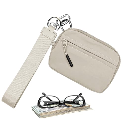 Armband-Taschen-Schlüsselanhänger, Taschengeldbörse | Keeychain Mit Zipping Taschen - Wasserdichter Nylon-Kreditkartengeldbörse, Kompakter Reißverschluss-Kartenhalter, beige, riferimento alla von Generic