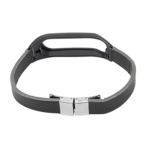 Armband für Intelligente Uhr, Modisches Leder Armband Legierung Uhr für Touch Uhr (Schwarzes Band Schwarze Schale) von Generic