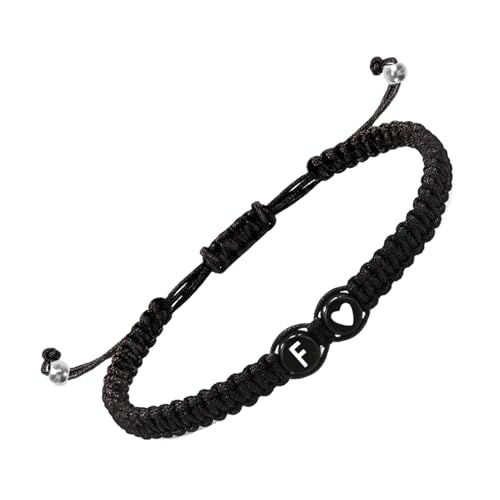 Armband mit Anfangsanhänger, Anfangsarmband für Damen - Armbänder für Paare mit Herz-Design | Initialarmband Herren verstellbar mit 26 Buchstaben | Geflochtenes Kordelarmband, riferimento alla von Generic
